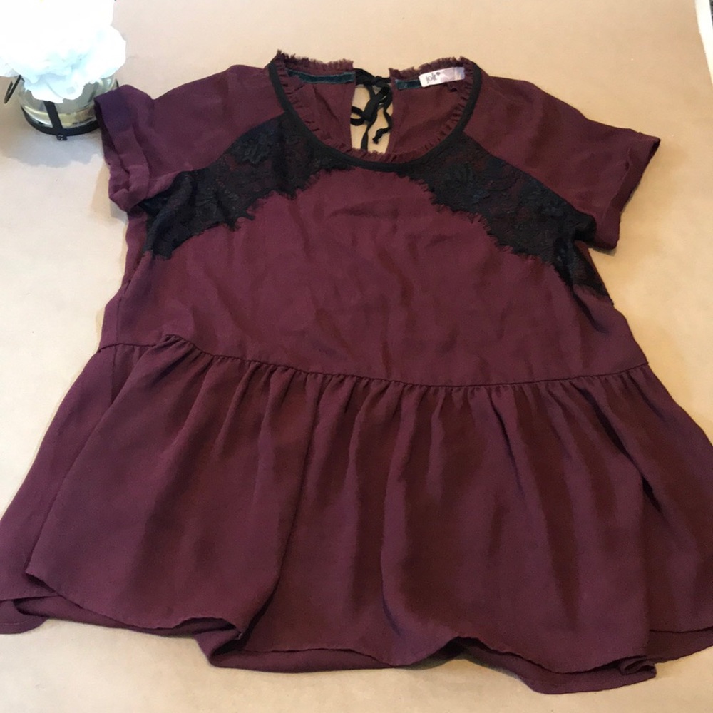 Maroon and lace top